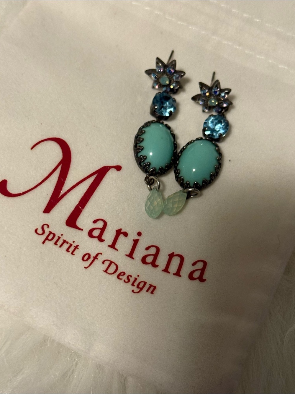 Mariana Turquoise & Blue Drop Earrings with Iridescent Accents